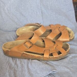 Vintage Birkenstock, Swirl Style,  Caramel Tan Sandals, Size 9